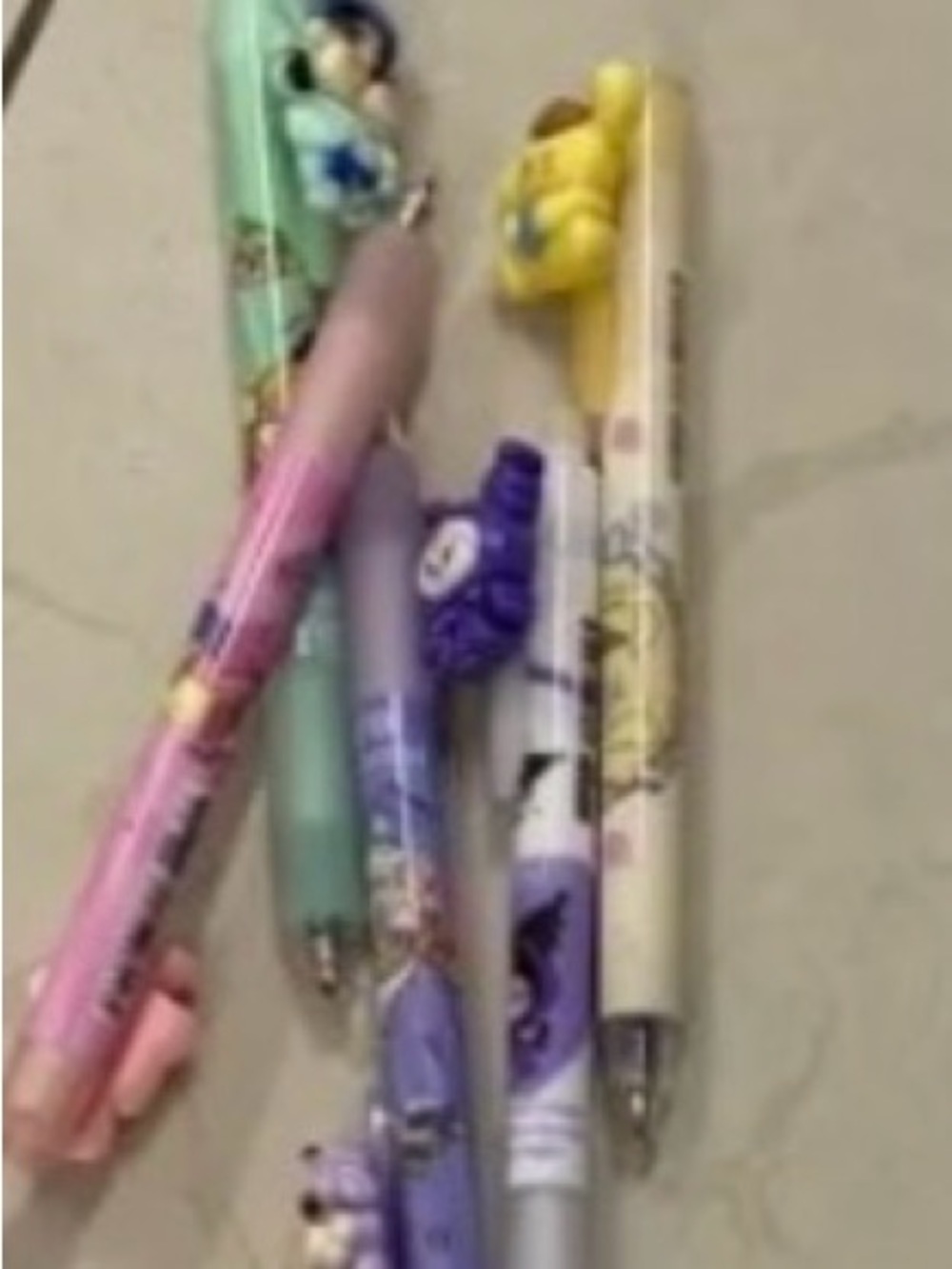 Kuwaii Cute Character Gel Pens - Purple, Pink, Mint, Yellow